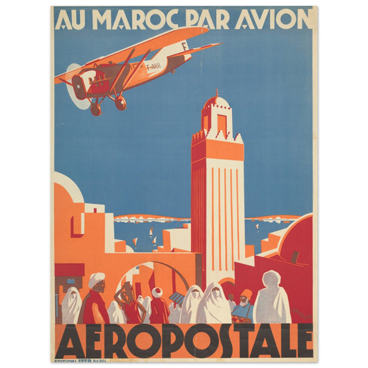 1930s Aeropostale Travel Poster - Vintage Morocco Print 18x24 45x60 cm 18x24″ - Vertical