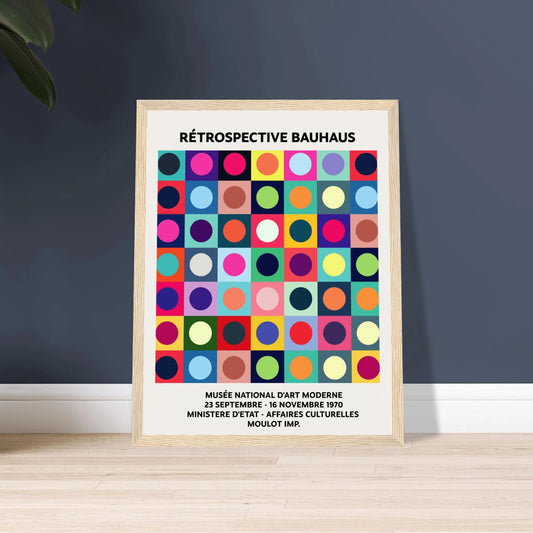 1970 Paris Bauhaus Exhibition Poster #3 11x14 Classic Semi-Glossy Paper Wooden Framed Poster Wood frame