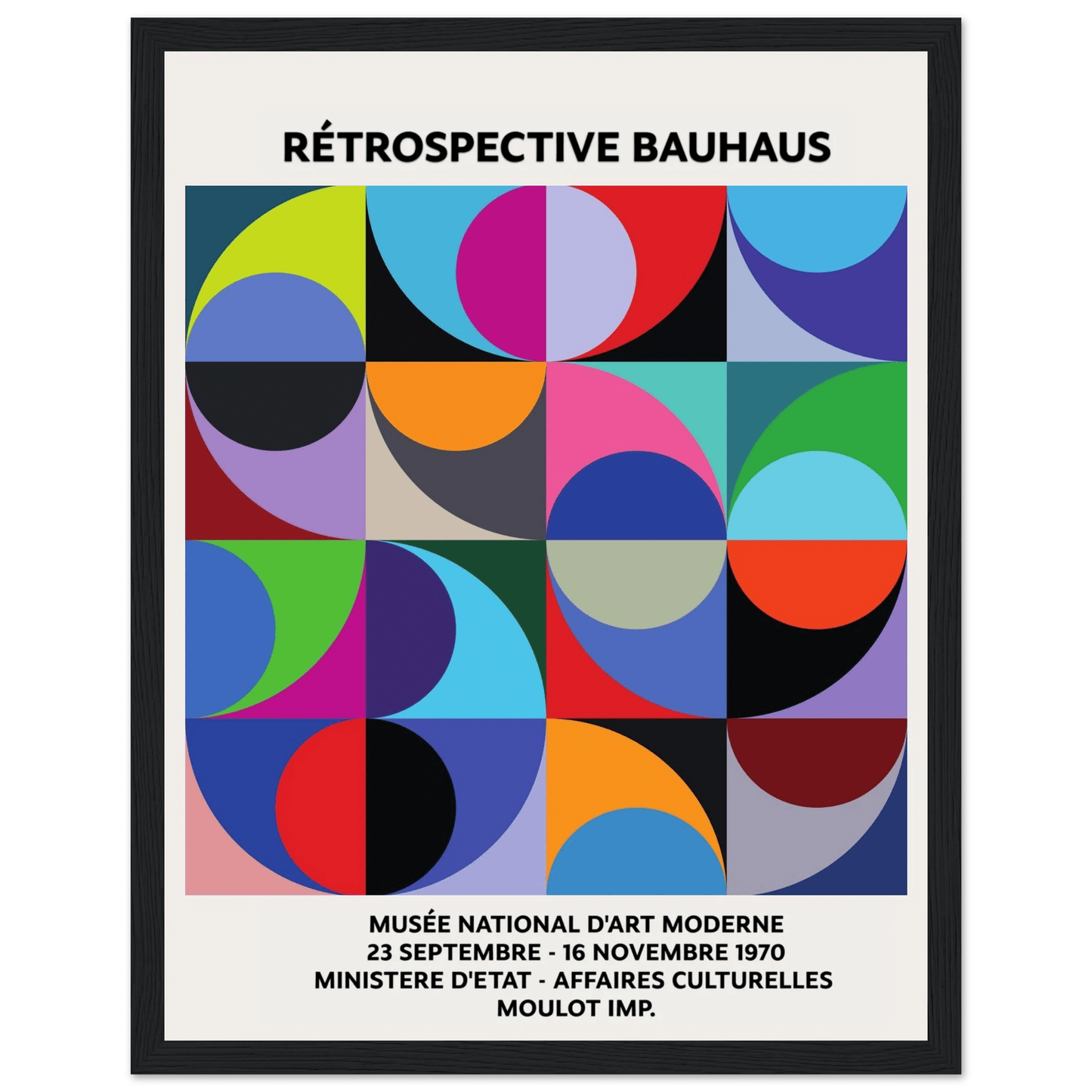 1970 Paris Bauhaus Exhibition Poster #3 11x14 Classic Semi-Glossy Paper Wooden Framed Poster Wood frame